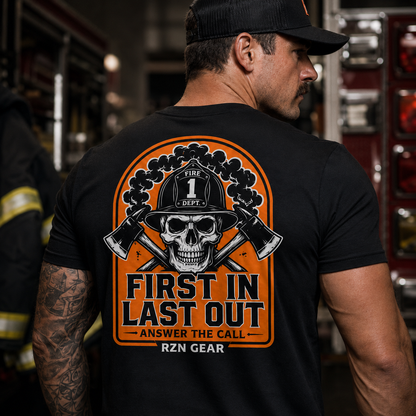 FIRST IN LAST OUT TEE